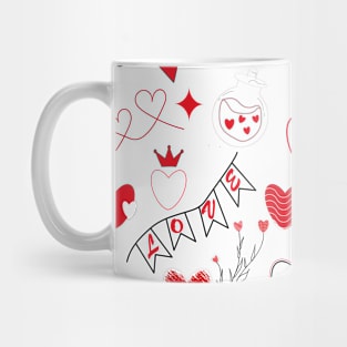 Doodle love set pattern Mug